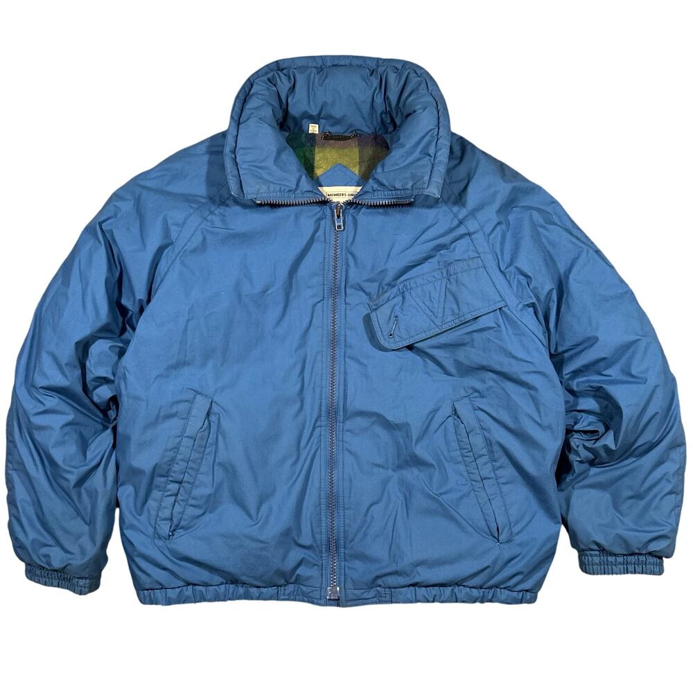 Vintage 80s Members Only Puffer Jacket Men’s 42 Large Talon Zipper Flannel Lined